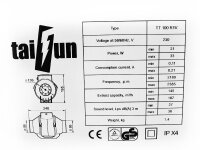 Taifun 2 Speed Inline Ventilator 145/187m³/h 100mm Flansch
