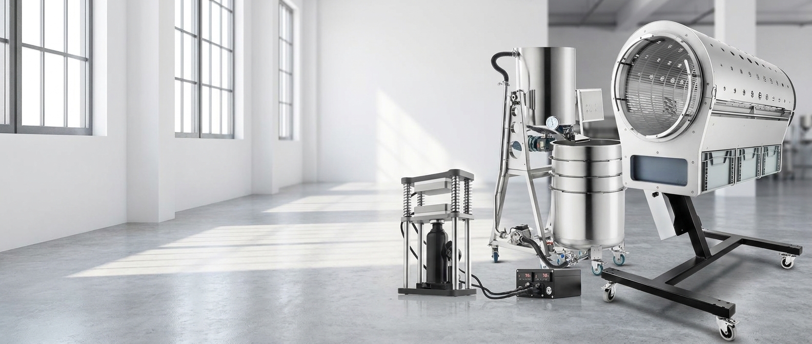 Sunflower Erntetechnik: Rosinpresse, Wasserhash-Anlage und Dry Trimmer XL