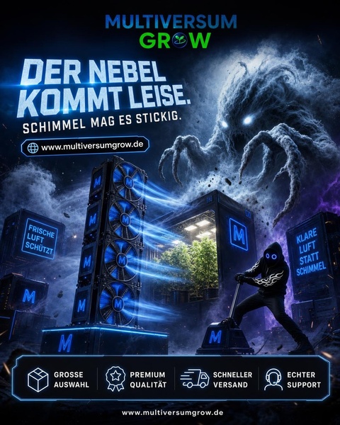 Schimmel mag es stickig. 🌫️

In der Blüte peilst du 45–55 % Luftfeuchte bei 20–26 °C an. D