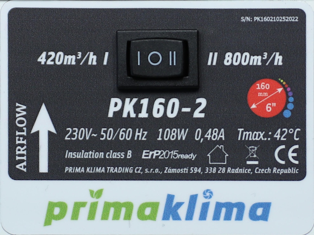 Prima Klima II Speed Radial Ventilator 160 420-800m3/h – Ansicht 3