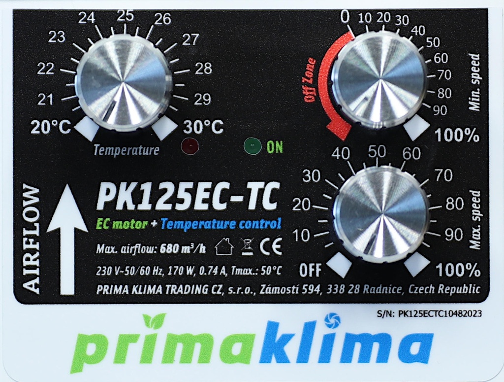 Prima Klima PK125EC-TC (680m³/h) mit Temp. Kontrolle – Ansicht 3