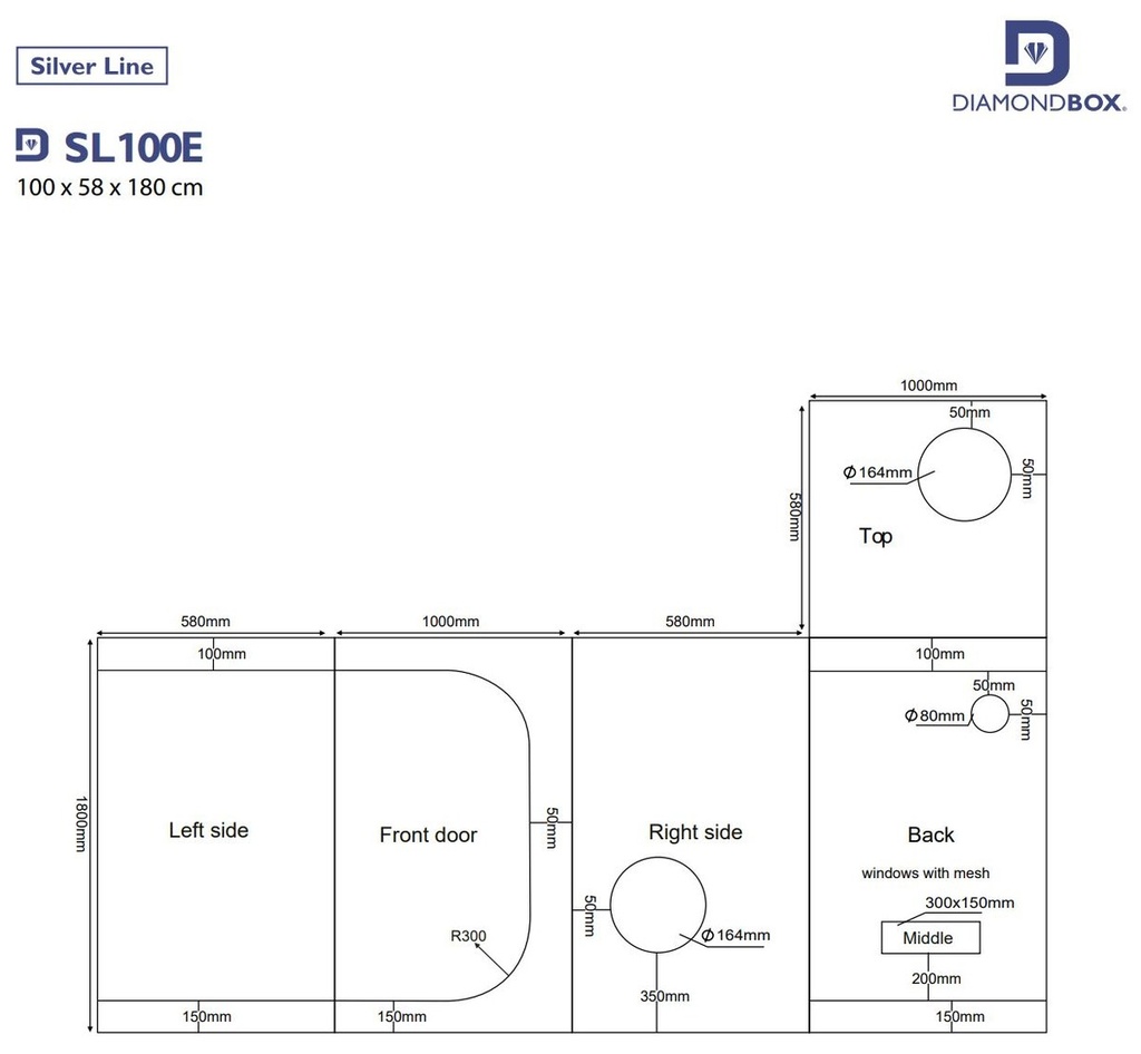 [14327] DiamondBox SL100E 100x58x180cm