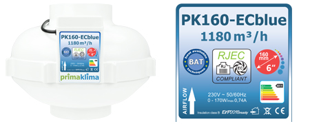 [12239] Prima Klima EC Ventilator Blue 1180m³/h PK160ECblue RJEC