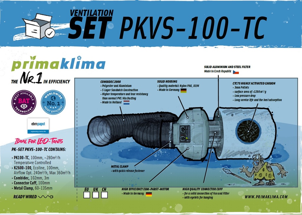 [12575] Prima Klima Lüftungsset Ø100 mm, Temp. Kontrolle