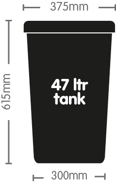 [GF-2010088] Autopot Tank, 47 l, gebohrt mit 9 mm Durchführung und Deckel