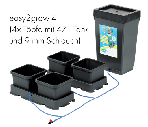 Autopot Komplettsystem, easy2grow 4 (4x 8,5 l Töpfe mit 47 l Tank und Schlauch)