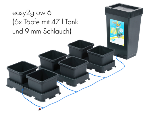 Autopot Komplettsystem, easy2grow 6 (6x 8,5 l Töpfe mit 47 l Tank und Schlauch)