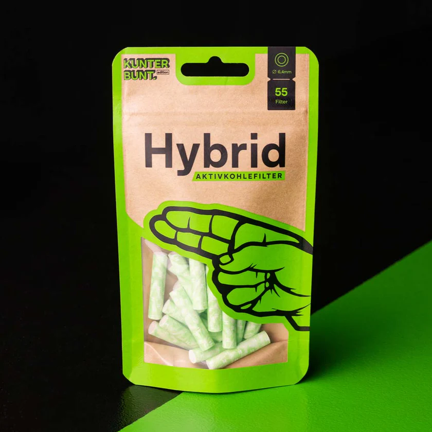 Hybrid Supreme Zellstoff-/Aktivkohlefilter Grün 55 Stk.